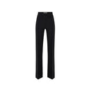 Pantaloni ELISABETTA FRANCHI, double layer stretch crêpe fabric with embroidered logo, Negru