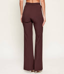 Pantaloni ELISABETTA FRANCHI, double layer stretch crêpe fabric with embroidered logo, Maro