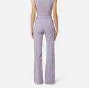 Pantaloni ELISABETTA FRANCHI, double layer stretch crêpe fabric with embroidered logo, Lila