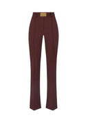 Pantaloni ELISABETTA FRANCHI, Trousers in technical bi-elastic fabric with belt, Cocoa