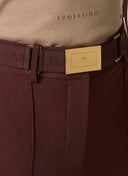Pantaloni ELISABETTA FRANCHI, Trousers in technical bi-elastic fabric with belt, Cocoa