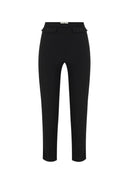Pantaloni ELISABETTA FRANCHI, Trousers in lightweight crêpe and satin fabrics, Negru