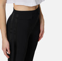 Pantaloni ELISABETTA FRANCHI, Trousers in lightweight crêpe and satin fabrics, Negru