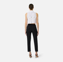 Pantaloni ELISABETTA FRANCHI, Trousers in lightweight crêpe and satin fabrics, Negru