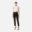 Pantaloni ELISABETTA FRANCHI, Trousers in lightweight crêpe and satin fabrics, Negru