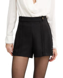 PANTALONI SCURTI ELISABETTA FRANCHI, Logo auriu, Slim Fit, Negru