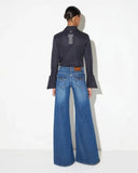 Jeans ELISABETTA FRANCHI, Bell-bottom jeans with small pockets