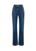 Jeans ELISABETTA FRANCHI, Palazzo jeans with buttons, Bleumarin