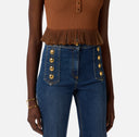 Jeans ELISABETTA FRANCHI, Palazzo jeans with buttons, Bleumarin