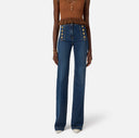 Jeans ELISABETTA FRANCHI, Palazzo jeans with buttons, Bleumarin
