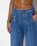 Jeans ELISABETTA FRANCHI, Denim bermuda shorts with row of buttons