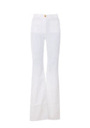 BLUGI ELISABETTA FRANCHI, High Waist, logo-button trousers, Alb