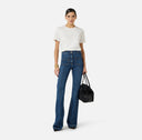 Jeans ELISABETTA FRANCHI, Boot-cut jeans with logo details, Bleumarin