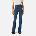 Jeans ELISABETTA FRANCHI, Boot-cut jeans with logo details, Bleumarin