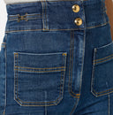 Jeans ELISABETTA FRANCHI, Boot-cut jeans with logo details, Bleumarin