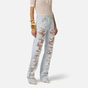 Jeans ELISABETTA FRANCHI, Palazzo jeans with organza details