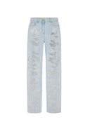 Jeans ELISABETTA FRANCHI, Palazzo jeans with organza details