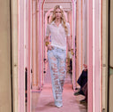 Jeans ELISABETTA FRANCHI, Palazzo jeans with organza details