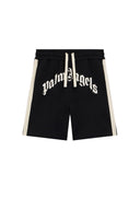 Pantaloni scurti PALM ANGELS, curved logo track shorts, Black