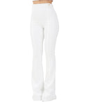 Pantaloni ELISABETTA FRANCHI, double layer stretch crêpe fabric with logo charm, Alb