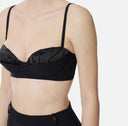 Sutien ELISABETTA FRANCHI, Bra in lightweight crêpe and satin fabric, Negru