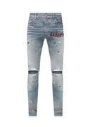 Blugi Redhouse, Skynny, Paint Details, Large Logo, Blue