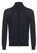 Pulover Zegna, Wool, Zip Detail, Navy Blue