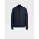 Pulover Zegna, Wool, Zip Detail, Navy Blue