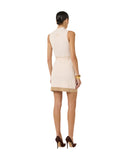 Rochie ELISABETTA FRANCHI, knit fabric with shiny viscose bands, Beige