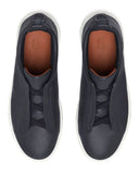 Sneakers Zegna, Low Top, Lether, Triple Stitch Navy Blue
