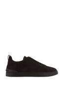 Sneakers Zegna, Low Top, Triple Stitch, Full Dark Brown