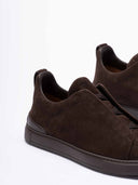 Sneakers Zegna, Low Top, Triple Stitch, Full Dark Brown