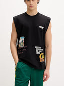 Maiou BARROW, Graphic Jersey Sleeveless T-Shirt