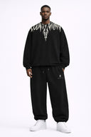 Pantaloni MARCELO BURLON, White logo Insert on Front, Negru
