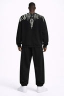 Pantaloni MARCELO BURLON, White logo Insert on Front, Negru