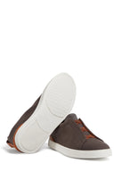 Sneakers Zegna, Low Top, Triple Stitch,  Wool, Dark Brown