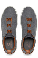 Sneakers Zegna, Low Top, Triple Stitch, Brown Details, Wool, Grey