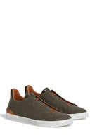 Sneakers Zegna, Low Top, Triple Stitch, Olive