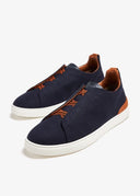 Sneakers Zegna, Low Top, Triple Stitch, Dark Blue