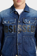 JACHETA DSQUARED2, D2 Obsessed Dark Blue Denim Jacket