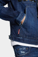 JACHETA DSQUARED2, D2 Obsessed Dark Blue Denim Jacket