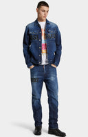 JACHETA DSQUARED2, D2 Obsessed Dark Blue Denim Jacket
