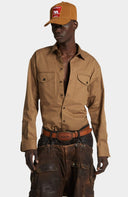 Camasa DSQUARED2, Utility Cotton Shirt, Camel