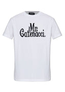 TRICOU DSQUARED2, Mr Catenacci Front Print, Regular Fit, Alb