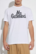 TRICOU DSQUARED2, Mr Catenacci Front Print, Regular Fit, Alb