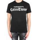 TRICOU DSQUARED2, Toronto's Caten Twins print, Negru, Loose Fit