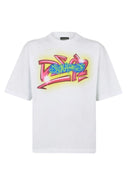 Tricou DSQUARED2, Rebel Tags Loose Fit T-Shirt, Alb