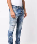 BLUGI DSQUARED2, Bumbac, Ripped Detail Jeans Blue