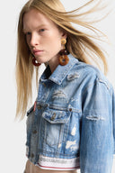 Jacheta DSQUARED2, Light Wash Boxy Jean Jacket
