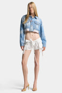 Jacheta DSQUARED2, Light Wash Boxy Jean Jacket